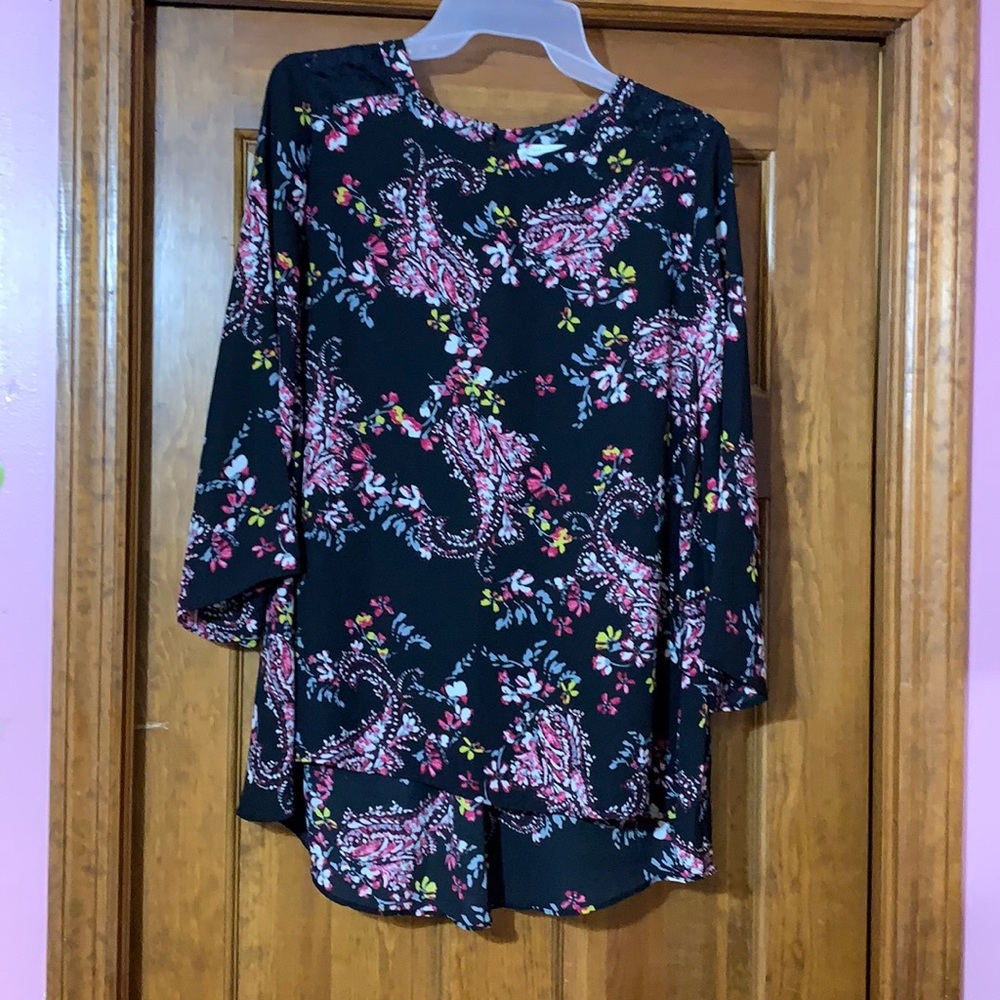 Lace boho floral flowy sleeve blouse top size small